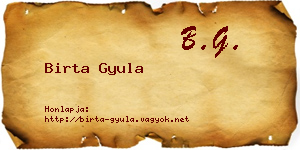 Birta Gyula névjegykártya